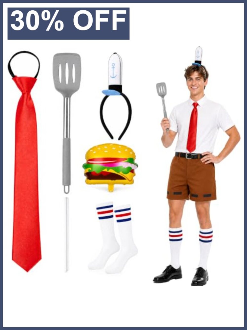 5-Piece Cartoon Sailor Costume Set Unisex Halloween Cosplay Party